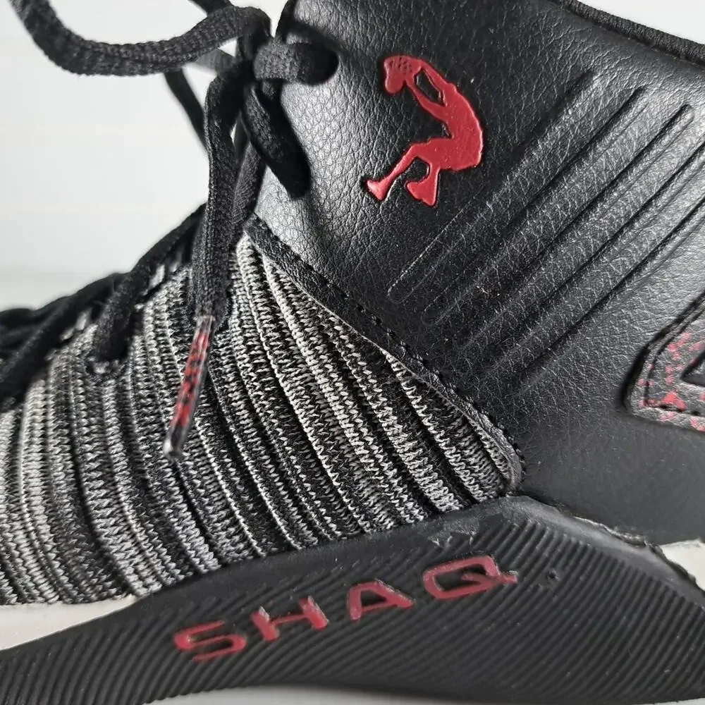Shaq Dunkman Basketball Shoes Black White Knit High Top Boys 6 Non Marking Soles